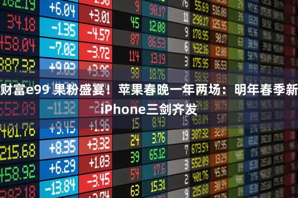 财富e99 果粉盛宴！苹果春晚一年两场：明年春季新iPhone三剑齐发