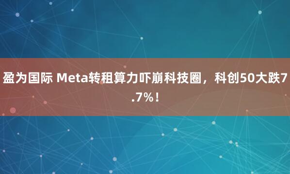 盈为国际 Meta转租算力吓崩科技圈，科创50大跌7.7%！